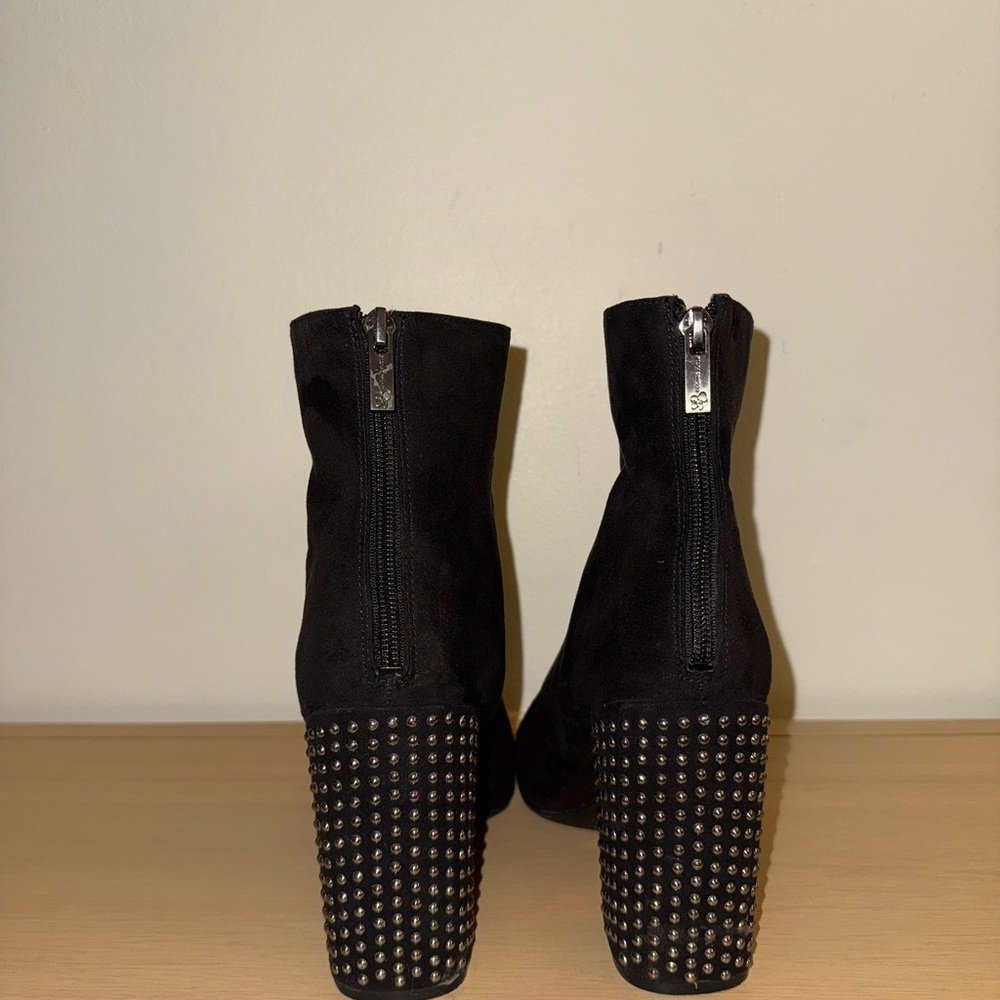 Black Suede Ankle Boots with Studded Heels